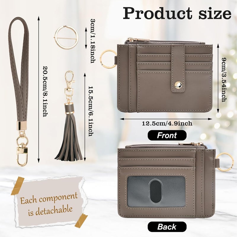 KNGITRYI Small Wristlet Wallets for Women RFID Credit Card Holder Wallet Keychain Wristlet Wallet Credit Card Wallets for Women (Cement grey) - Image 2